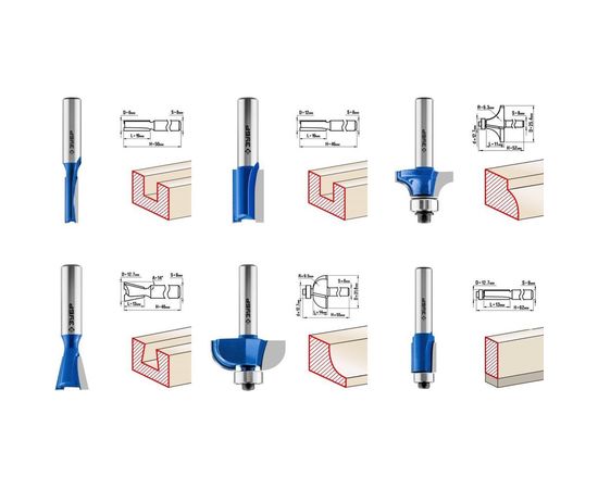 Набор фрез по дереву (6 шт; хвостовик 8 мм) Зубр 28795-H6 – изображение 3