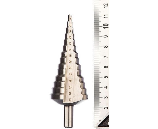 Сверло МАСТЕР ступенчатое по сталям и цветным металлам (4-39 мм; 14 ступеней; L113 мм; 3-х гран.хв.10 мм) Зубр 29665-4-39-14 – изображение 3