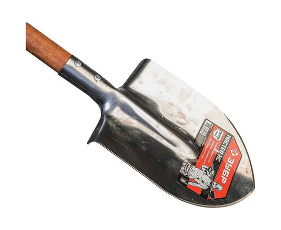 Штыковая лопата из нержавеющей стали, деревянный черенок ЗУБР Мастер-НС 39443 – изображение 2