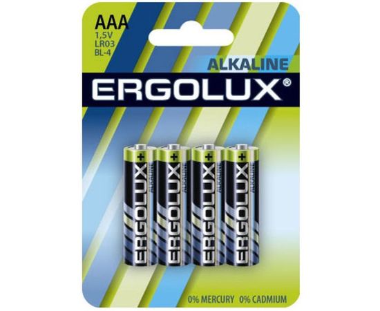 Батарейка Ergolux 1.5В, LR03, Alkaline, BL-4 11744 