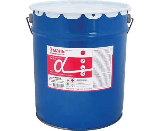 Универсальная эмаль Krafor Альфа ПФ-115 белая 20 кг 1 30776 