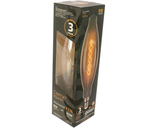 Лампа Gauss LED Vintage Filament Flexible BT120 8W E27 120х420mm Golden 620lm 2400K 156802008 – изображение 2