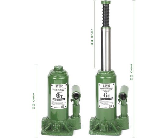 Бутылочный домкрат STVOL 6т SDB6350 – изображение 3