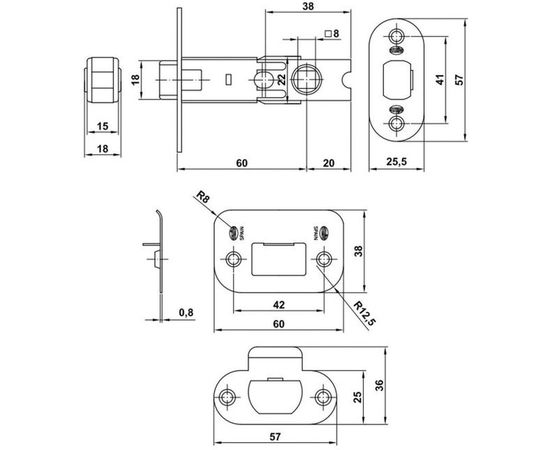 Дверная защелка Amig покр. латунь 351 – изображение 2