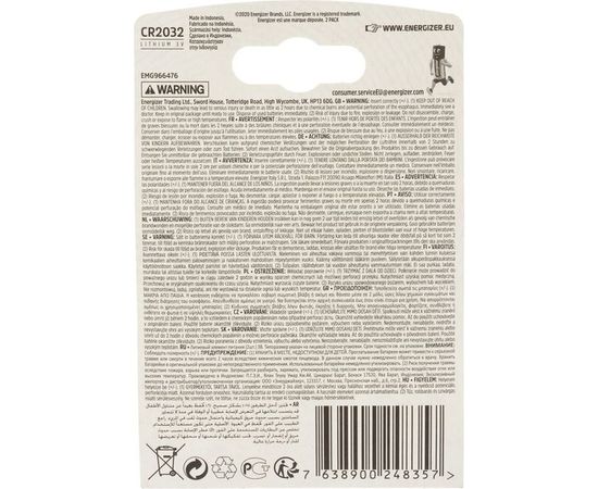 Батарейка Energizer Miniatures Lithium CR2032 2 шт/бл E301021401 – изображение 2