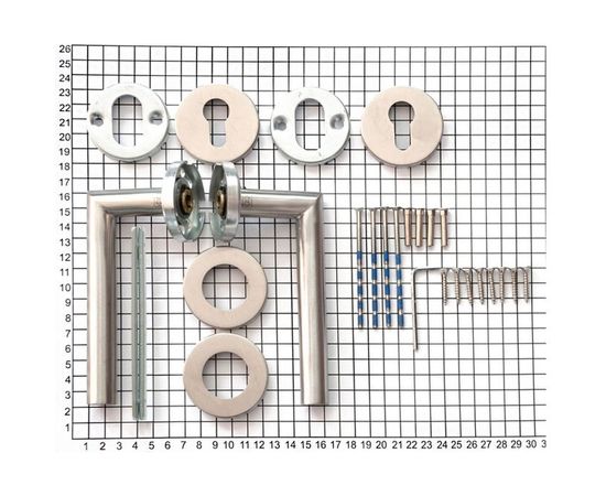 Гарнитур DOORLOCK DL 040/F-55 PZ L-form Rt нерж. сталь, универс. монтаж, розетка 55мм, шпиндель 8мм 73318 – изображение 2