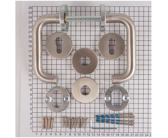 Гарнитур DOORLOCK DL 038/F-55 PZ U-form Rt нерж. сталь, универс. монтаж, розетка 55мм, шпиндель 8мм 73309 – изображение 2