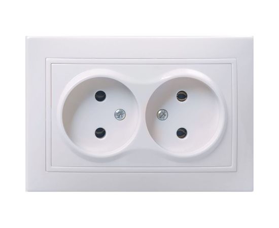 Розетка х2 IEK КВАРТА без заземления, в сборе, без шторки, белая ERK23-K01-10-DM 