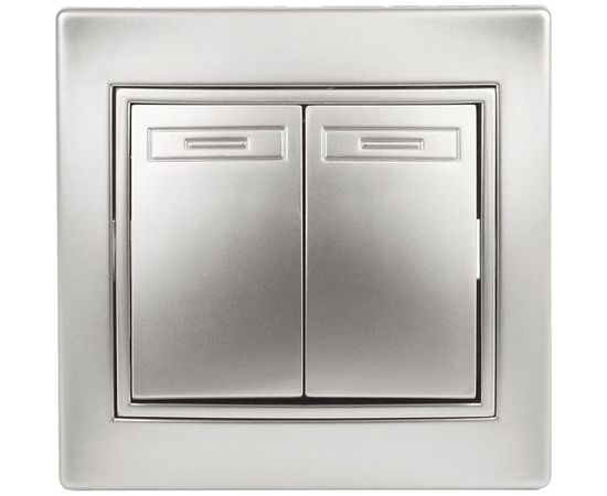 Двойной выключатель Intro 110403 10А, 250В, IP20, СУ, Plano, алюминий Б0030042 