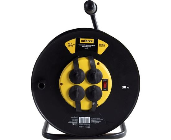 Силовой удлинитель на катушке Inforce 4 гнезда, с/з ПВС 3х1,5 16A 30м IP44 09-15-05 