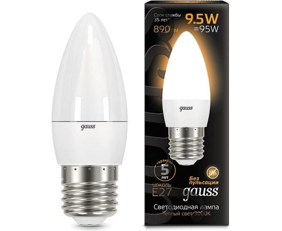 Лампа Gauss LED Свеча E27 9.5W 890lm 3000К 103102110 