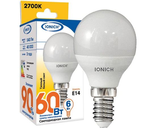 Лампа IONICH ILED-SMD2835-P45-6-540-230-2.7-E14 1546 