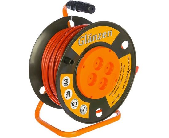 Силовой удлинитель на катушке 4 гн. ПВС 2х2,5 Glanzen EB-50-008 00-00000525 