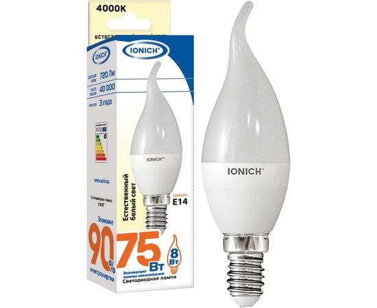 Лампа IONICH ILED-SMD2835-CW37-8-720-230-4-E14 1637 