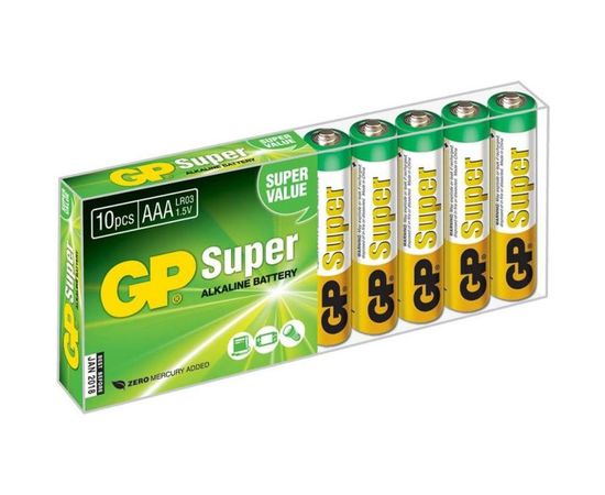 Алкалиновые батарейки GP Super Alkaline 24А ААA - 10 шт. 24A-2CRB10 – изображение 2