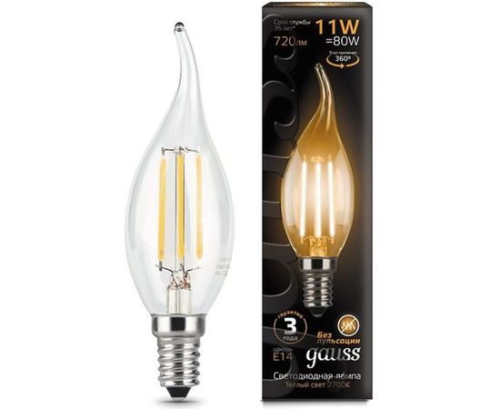 Лампа Gauss LED Filament Свеча на ветру E14 11W 720lm 2700K 104801111 – изображение 2