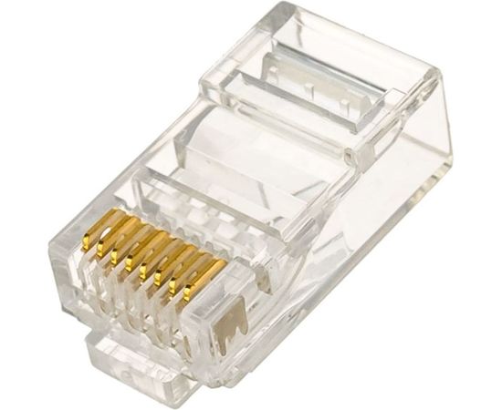 Разъем под витую пару Hyperline, PLUG-8P8C-U-C6-100, RJ-45, 8P8C, категория 6, 50 микродюймов, универсальный, для одножильного и многожильного кабеля, 100 шт, 49367 – изображение 2