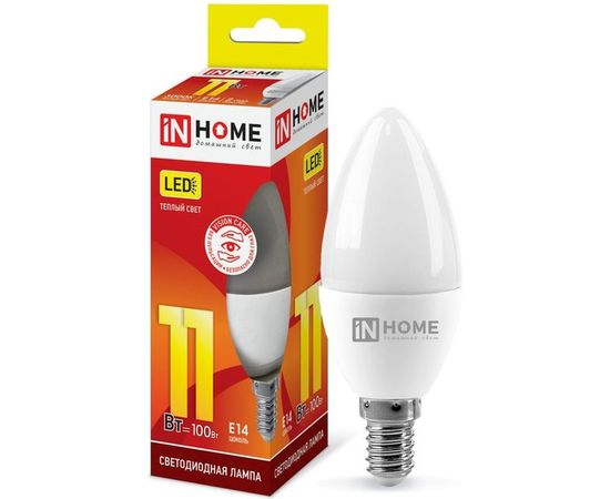 Светодиодная лампа IN HOME LED-СВЕЧА-VC 11Вт 230В Е14 3000К 820Лм 4690612020464 – изображение 2