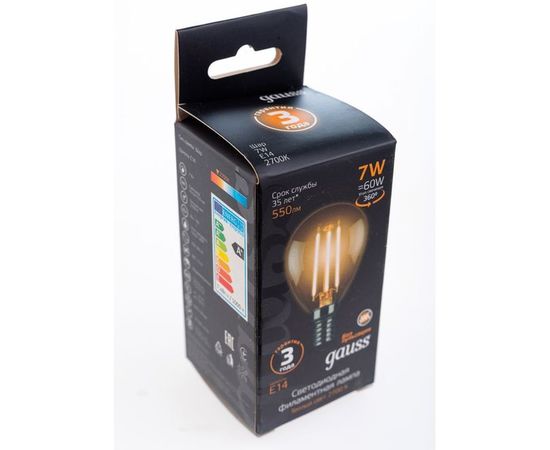Лампа Gauss LED Filament Шар E14 7W 550lm 2700K 105801107 – изображение 2