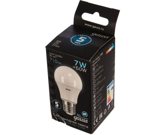Лампа LED A60 E27 7W 4100K Gauss 102502207 – изображение 2