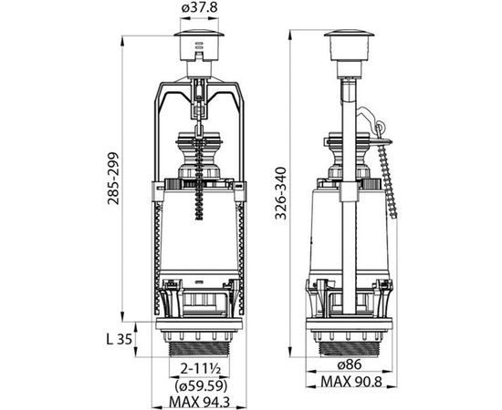 Одноуровневая водосливная арматура боковой подвод Тип А, круглая резинка IDDIS F012400-0005 – изображение 2