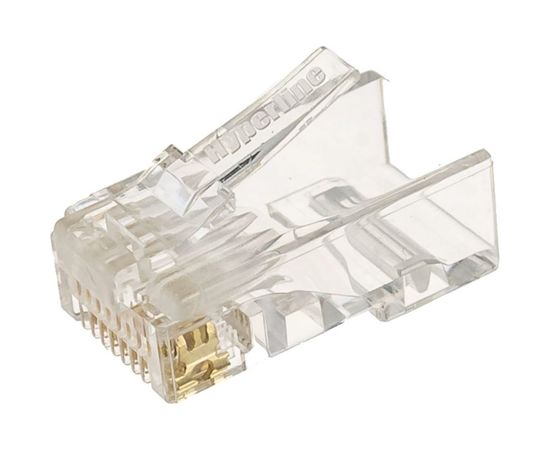 Разъем под витую пару Hyperline, PLUG-8P8C-U-C6-100, RJ-45, 8P8C, категория 6, 50 микродюймов, универсальный, для одножильного и многожильного кабеля, 100 шт, 49367 – изображение 3