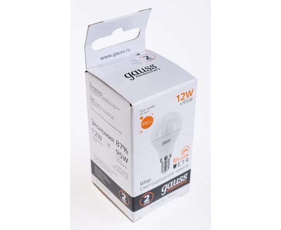 Лампа Gauss LED Elementary Шар 12W 880lm E14 3000K 53112 – изображение 2