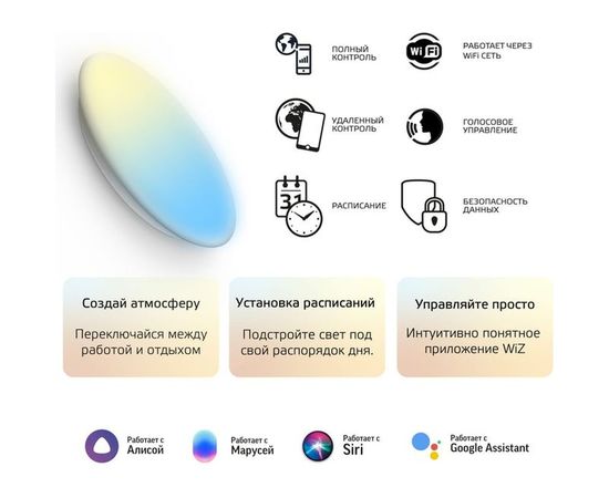 Светодиодный стационарный накладной светильник Gauss, Smart Home тип CCT+DIM 2060112 – изображение 3