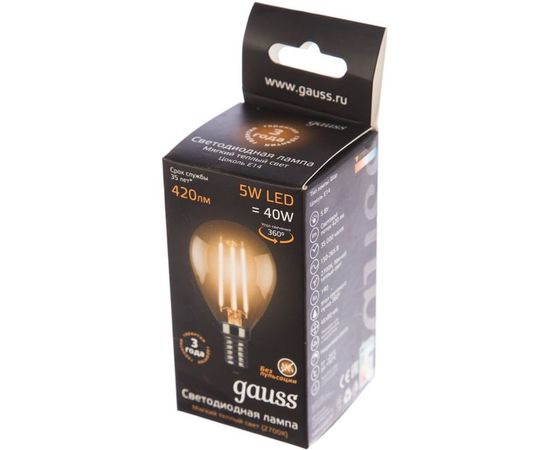 Лампа LED Globe E14 5W 2700K Gauss Filament 105801105 – изображение 2