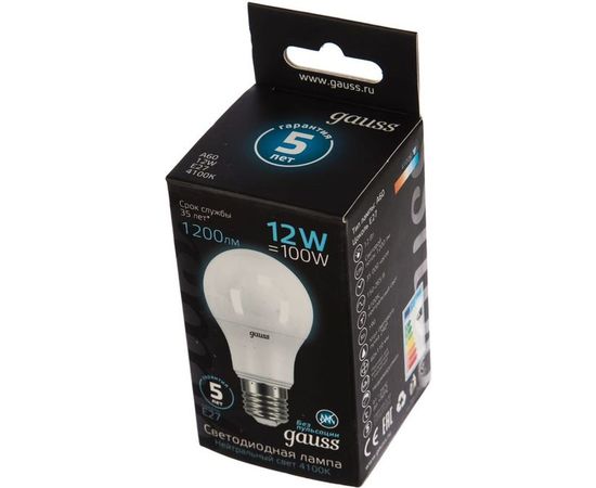 Лампа LED A60 globe 12W E27 4100K Gauss 102502212 – изображение 2