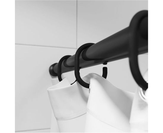 Набор колец для шторы в ванную комнату IDDIS цвет черный RID013P – изображение 2