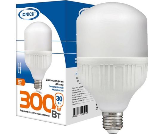 Лампа IONICH ILED-SMD2835-Т100-30-2700-220-6.5-E27 1506 – изображение 3