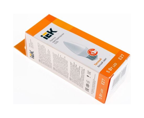 Лампа IEK LED C35 свеча 5 Вт 230 В 3000К E27 LLE-C35-5-230-30-E27 – изображение 2