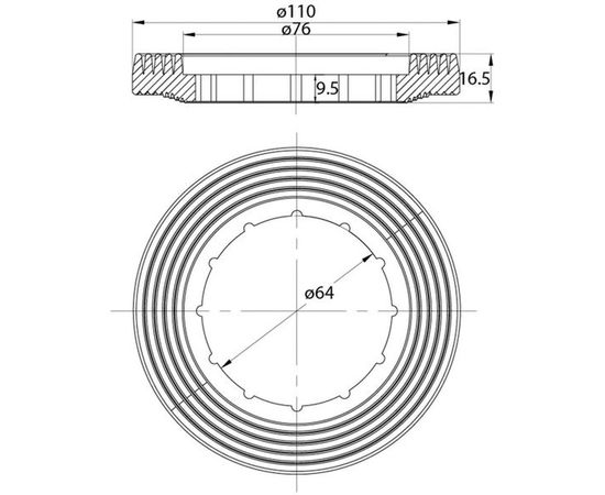 Одноуровневая водосливная арматура боковой подвод Тип А, круглая резинка IDDIS F012400-0005 – изображение 4