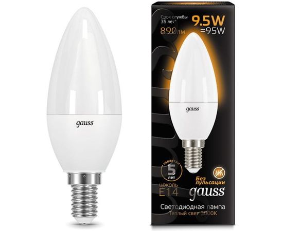 Лампа Gauss LED Свеча E14 9.5W 890lm 3000К 103101110 – изображение 4