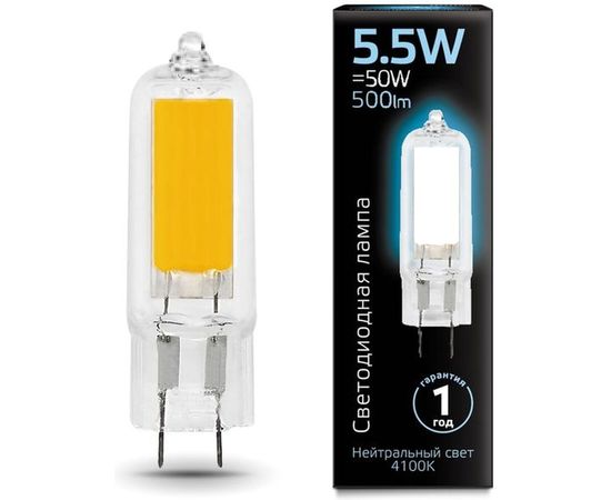 Лампа Gauss LED G4 AC220-240V 5.5W 500lm 4100K Glass 107807205 – изображение 2