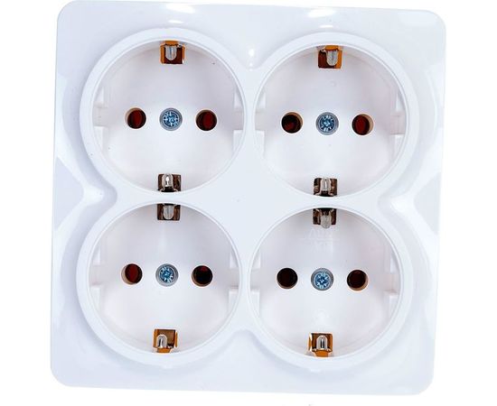 Четырехместная квадратная розетка IONICH с/з, о/у, 16А, 220В, белая еврослот 1449 