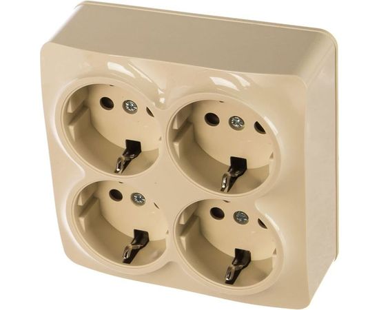 Четырехместная розетка IONICH с/з слоновая кость квадрат 1454 