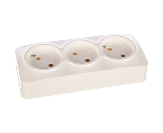 Трехместная розетка IONICH б/з, о/у, 16А, 220В, белая еврослот 1445 