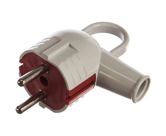 Вилка Lezard с заземлением с ручкой бел. с красн. 715-0201-602 