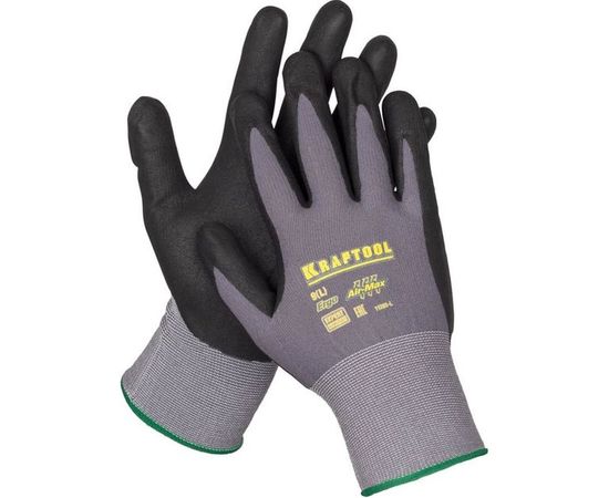 Эластичные перчатки KRAFTOOL Expert, р. L, со вспененным нитриловым покрытием, 11285-L 