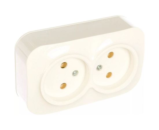 Двухместная розетка IONICH с/з, о/у, 16А, 220В, белая еврослот 1419 