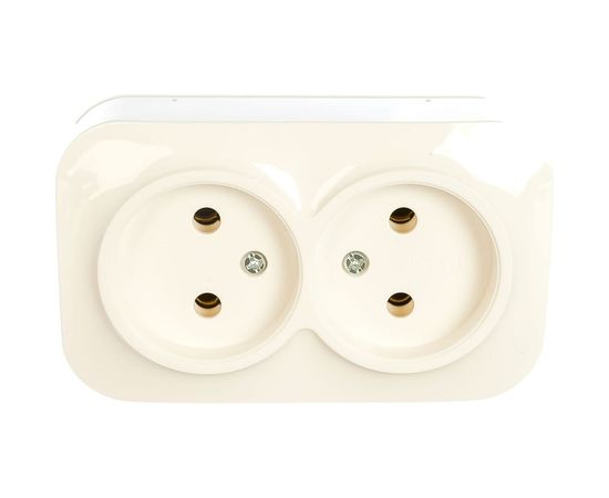 Двухместная розетка IONICH б/з, о/у, 16А, 220В, белая еврослот 1417 – изображение 4
