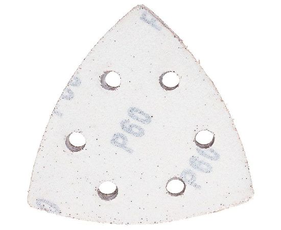 Треугольник абразивный на ворсовой подложке под липучку (5 шт; 93 мм; P60; 6 отв) MATRIX 73858 – изображение 3