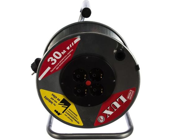 Силовой удлинитель на металлической катушке LUX К4-Е-30 30м 4 розетки с з/к 45130 4606400419464 – изображение 4