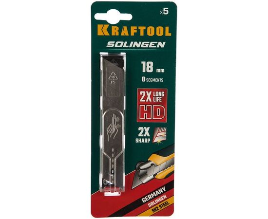 Лезвия сегментированные сменные SOLINGEN (5 шт; 18 мм; 8 сегментов) Kraftool 09605-18-S5_z02 – изображение 2