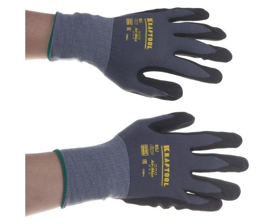 Эластичные перчатки KRAFTOOL Expert, р. L, со вспененным нитриловым покрытием, 11285-L – изображение 3