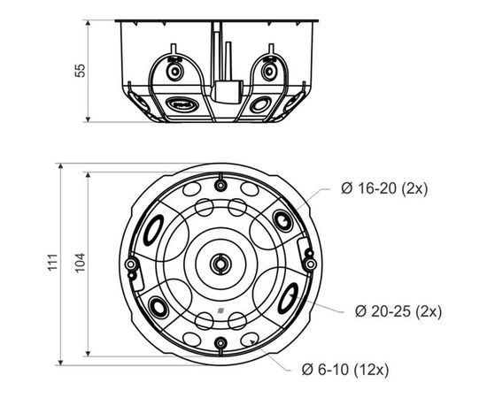 Распределительная коробка KOPOS для полых стен, в гипсокартон и дерево D105х55 мм KO 97/LD_NA – изображение 4