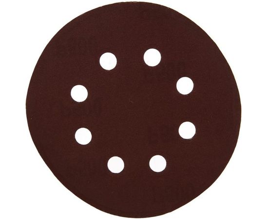 Круг абразивный на ворсовой подложке под липучку, перфорированный (5 шт; 125 мм; 8 отв.; P500) MATRIX 73816 – изображение 3