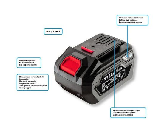 Батарея аккумуляторная Energy+ (18 В; Li-Ion; 6 Ач.) GRAPHITE 58G086 – изображение 5